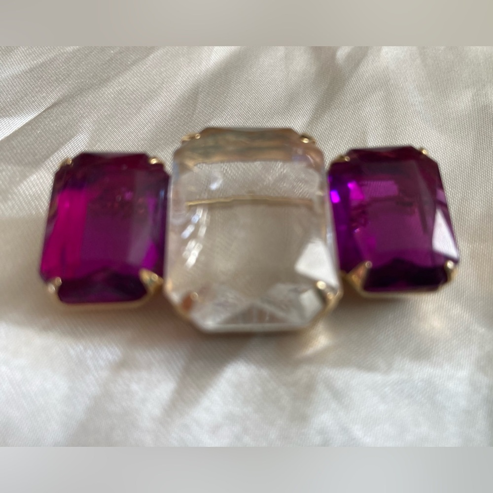Elegant Gold and Purple Crystal Brooch